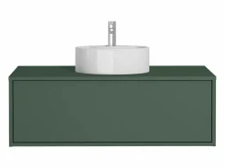 Vente-unique Mueble de baño flotante con lavabo redondo, color mate, 94 cm, TEANA