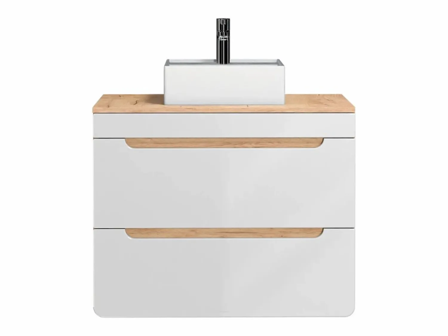 Discount Mueble de baño flotante con lavabo sobre encimera, 80 cm, natural claro blanco, ARUBA Mueble De Baño Simple