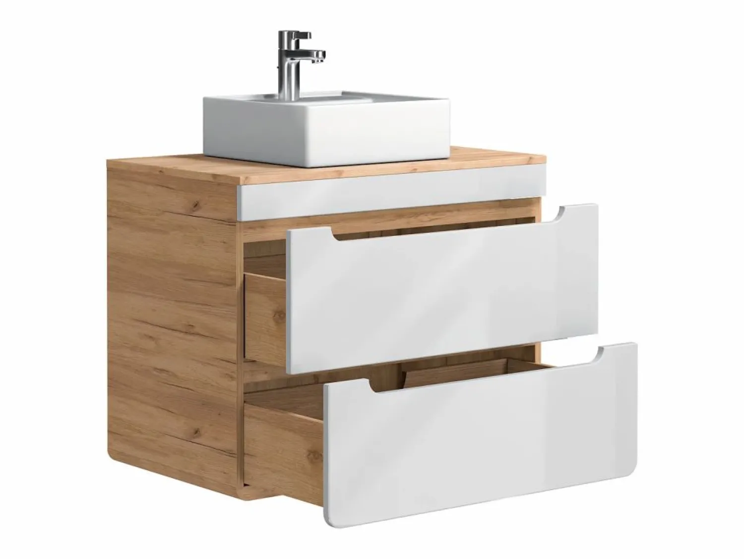 Discount Mueble de baño flotante con lavabo sobre encimera, 80 cm, natural claro blanco, ARUBA Mueble De Baño Simple