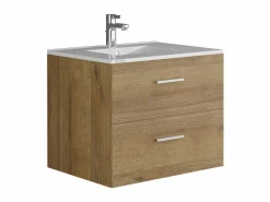 Vente-unique Mueble de baño flotante con lavabo y columna, , KAYLA