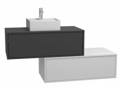 Vente-unique Mueble de baño flotante con lavabo, antracita y blanco, 2 cajones, TEANA