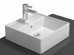 Vente-unique Mueble de baño flotante con lavabo, antracita y blanco, 2 cajones, TEANA