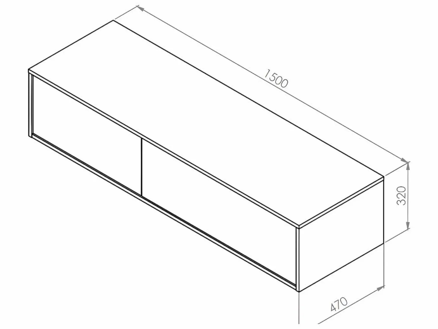 Discount Vente-unique Mueble de baño flotante de doble lavabo, natural oscuro, Ancho 150 x Alt. 32 cm, ISAURE Color natural oscuro