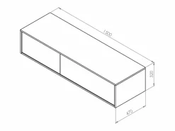 Clearance Vente-unique Mueble de baño flotante doble lavabo, natural claro, Ancho 150 x Alt. 32 cm, ISAURE Azul oscuro