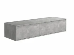 Vente-unique Mueble de baño flotante doble lavabo, gris, Ancho 150 x Alt. 32 cm, ISAURE