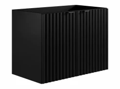 Vente-unique Mueble de baño flotante estriado con lavabo empotrado, L80 cm - ZILGA