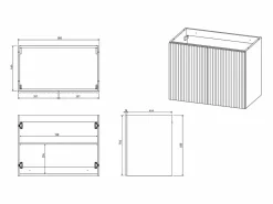 Vente-unique Mueble de baño flotante estriado con lavabo empotrado, L80 cm - ZILGA