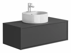 Vente-unique Mueble de baño flotante con lavabo redondo - 94 cm - TEANA II