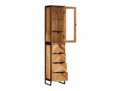 Discount vidaxl Mueble de baño hierro y madera maciza de acacia 40x27x190 cm Color natural claro