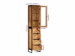 Discount vidaxl Mueble de baño hierro y madera maciza de acacia 40x27x190 cm Color natural claro