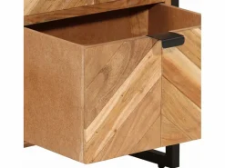 Discount vidaxl Mueble de baño hierro y madera maciza de acacia 40x27x190 cm Color natural claro