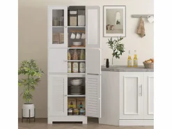New Homcom Mueble de baño Kioto 6 puertas 170,5x60x30 cm Blanco
