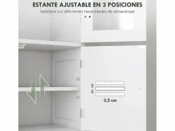 New Homcom Mueble de baño Kioto 6 puertas 170,5x60x30 cm Blanco