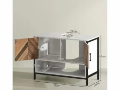 Homcom Mueble de baño Kitte 2 puertas y un compartimento blanco/natural 60x80x40 cm