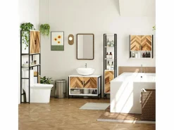 Homcom Mueble de baño Kitte 2 puertas y un compartimento blanco/natural 60x80x40 cm