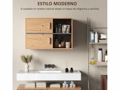 Hot Mueble de baño Loira 2 puertas con 2 compartimentos natural 57,5x80x35 cm Mueble De Aseo