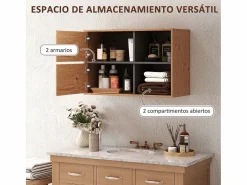 Hot Mueble de baño Loira 2 puertas con 2 compartimentos natural 57,5x80x35 cm Mueble De Aseo