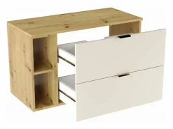 Mueble de baño mural para lavabo WENA, frentes lisos, Orio, 100x60x47 cm, Cachemira/Roble artesano