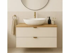Mueble de baño mural para lavabo WENA, frentes lisos, Orio, 80x60x47 cm, Cachemira/Roble artesano