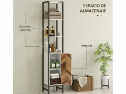 Homcom Mueble de baño Nara alto nogal 170x30x30 cm