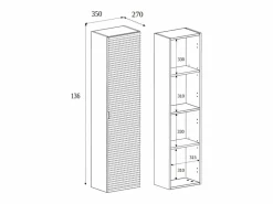 Hot Mueble de baño, mate, 35 x 136 x 27 cm, tirador plata Negro