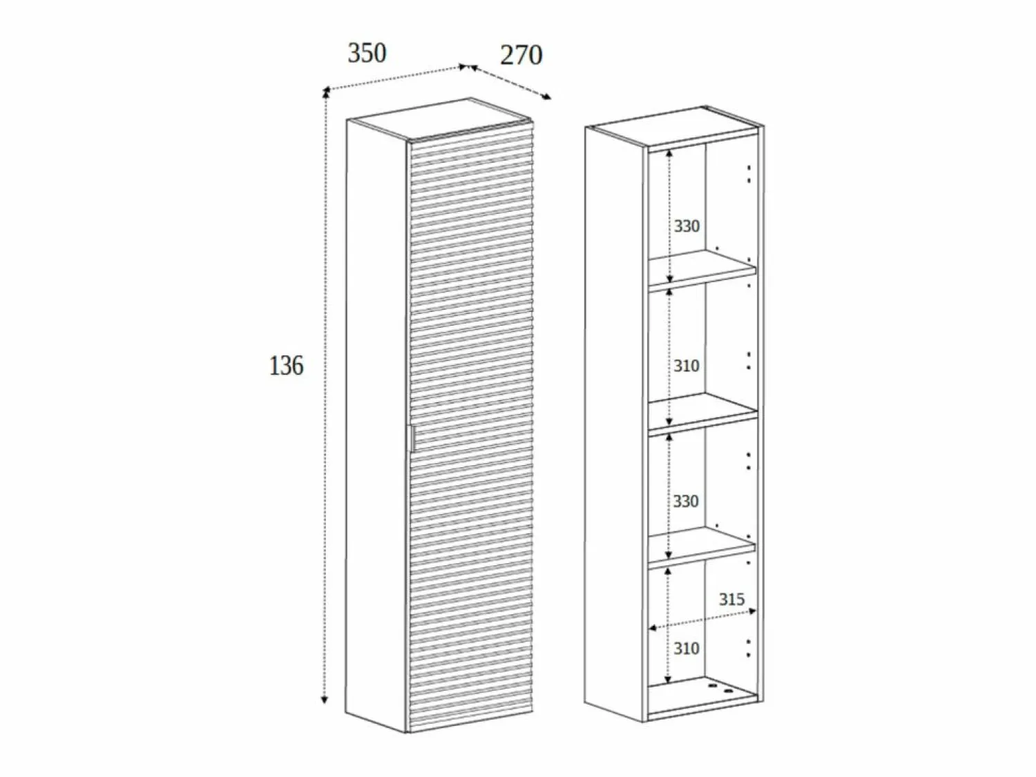 Hot Mueble de baño, mate, 35 x 136 x 27 cm, tirador plata Negro