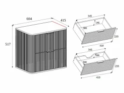 Mueble de baño para lavabo suspendido, roble nogal, 60 x 51,7 x 41,5 cm