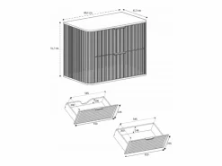 Online Mueble de baño para lavabo suspendido, roble nogal, 80,4 x 51,7 x 41,5 cm Mueble De Pared Para Baño