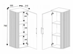 Online Mueble de baño, Roble Craft, tirador negro, 79 x 35,5 x 31,5 cm Mueble De Pared Para Baño
