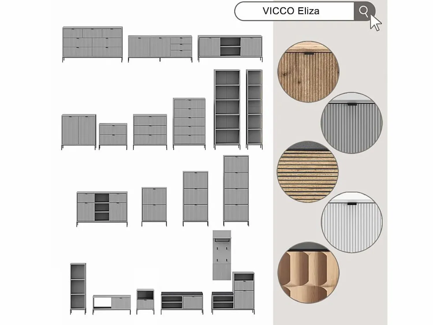 Vicco Mueble de baño roble vikingo 40x35x87 eliza