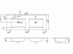 Vente-unique Mueble de baño sencillo con lavabo suspendido rayas azules, L120 cm, PAVANI