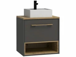 Best Mueble de baño simple lavabo suspendido con armario de baño - 60 cm - YANGRA Conjunto De Baño
