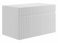 Outlet Vente-unique Mueble de baño suspendido rayado con encimera, 80 cm, SATARA Blanco