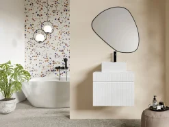 Outlet Mueble de baño suspendido con lavabo cuadrado , 60 cm, SATARA Mueble De Baño Simple