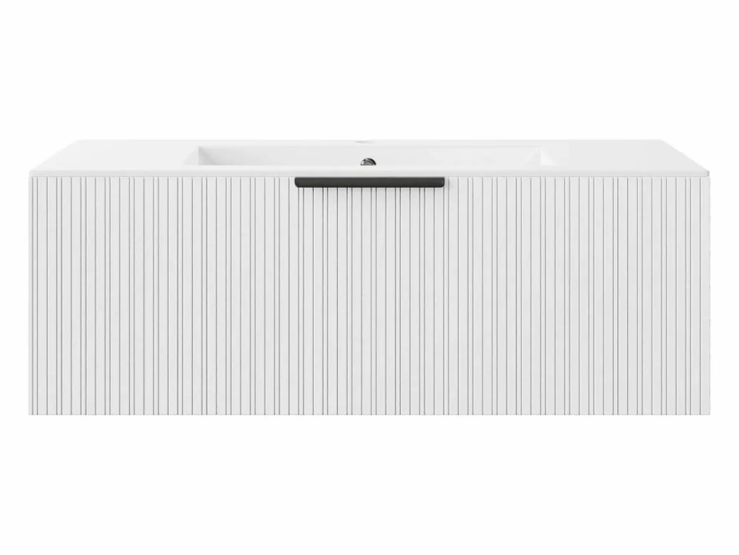 Clearance Mueble de baño suspendido estriado con lavabo de encimera - Color - 100 cm - PALIRO Mueble De Baño Simple