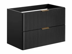 Vente-unique Mueble de baño suspendido con lavabo encastrado de canalé , 80 cm, ZEVARA