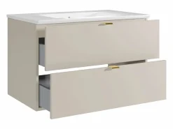 Best Vente-unique Mueble de baño suspendido con lavabo de encastre - - 80 cm - LAVENA Beige