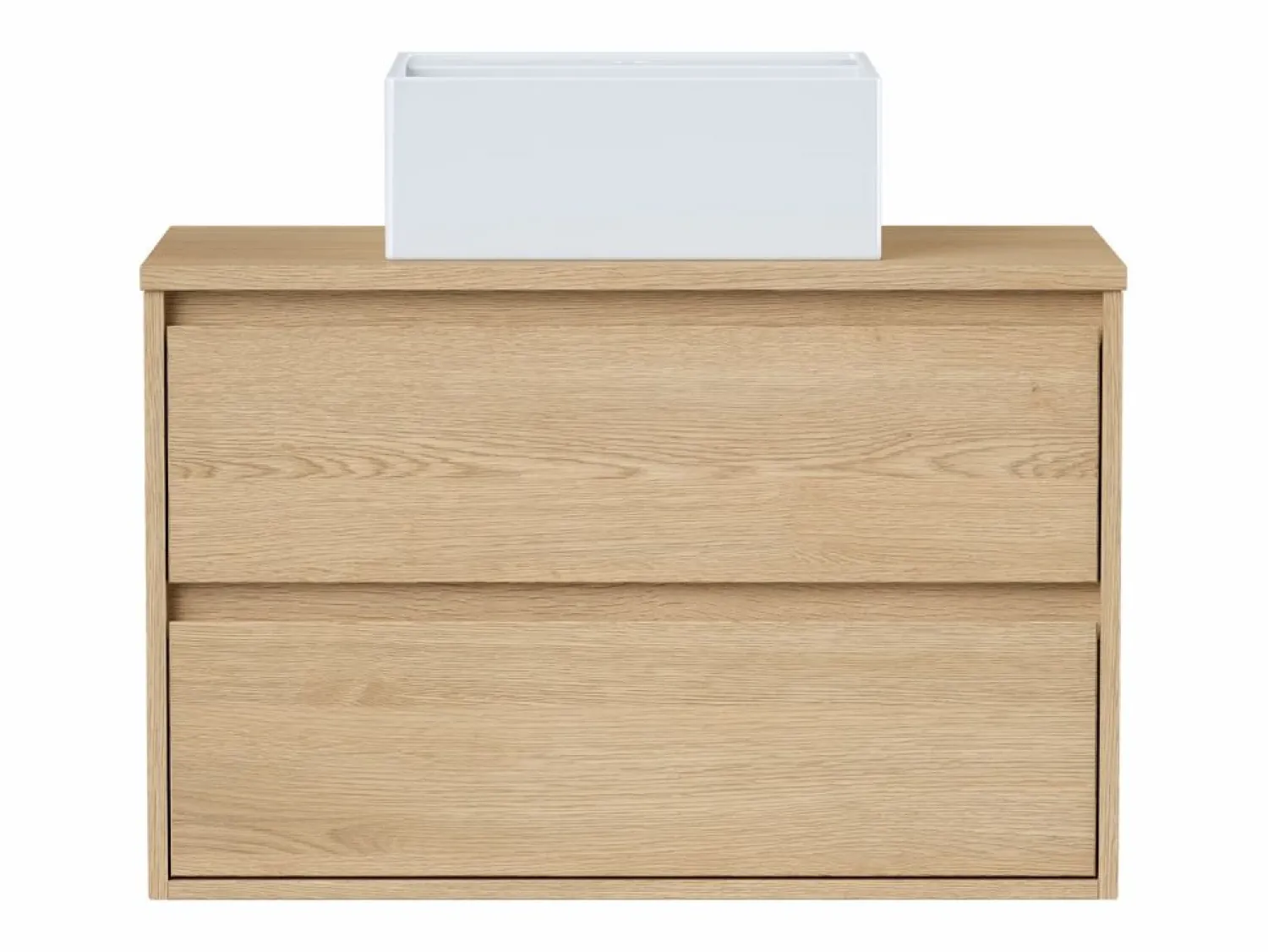 Hot Vente-unique Mueble de baño suspendido chapado roble con lavabo, 80 cm, MILIPAM Color natural claro
