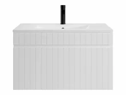 Best Vente-unique Mueble de baño suspendido con lavabo encastrado, 80 cm, SATARA Blanco