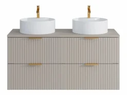 Vente-unique Mueble de baño suspendido con lavabo sobre encimera - - An. 120 cm - ZEVARA Beige