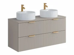 Vente-unique Mueble de baño suspendido con lavabo sobre encimera - - An. 120 cm - ZEVARA Beige
