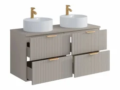 Vente-unique Mueble de baño suspendido con lavabo sobre encimera - - An. 120 cm - ZEVARA Beige