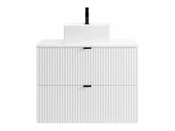 Vente-unique Mueble de baño suspendido estriado con lavabo sobre encimera, , An80 cm, ZEVINI