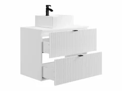 Vente-unique Mueble de baño suspendido estriado con lavabo sobre encimera, , An80 cm, ZEVINI
