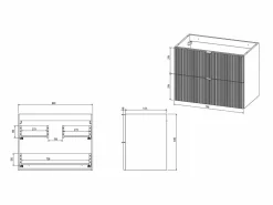 Vente-unique Mueble de baño suspendido estriado con lavabo sobre encimera, , An80 cm, ZEVINI