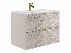 Vente-unique Mueble de baño suspendido texturizado - Lavabo empotrado - - 80 cm - RINAREL