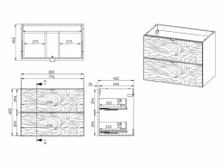 Vente-unique Mueble de baño suspendido texturizado - Lavabo empotrado - - 80 cm - RINAREL