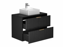 Vente-unique Mueble de baño suspendido con lavabo sobre encimera, ranurado, color , 80 cm de ancho, ZEVARA