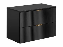 Vente-unique Mueble de baño suspendido con lavabo sobre encimera, ranurado, color , 80 cm de ancho, ZEVARA
