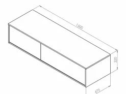 Outlet Vente-unique Mueble de baño suspendido, , An. 150 x Al. 32 cm, ISAURE Blanco